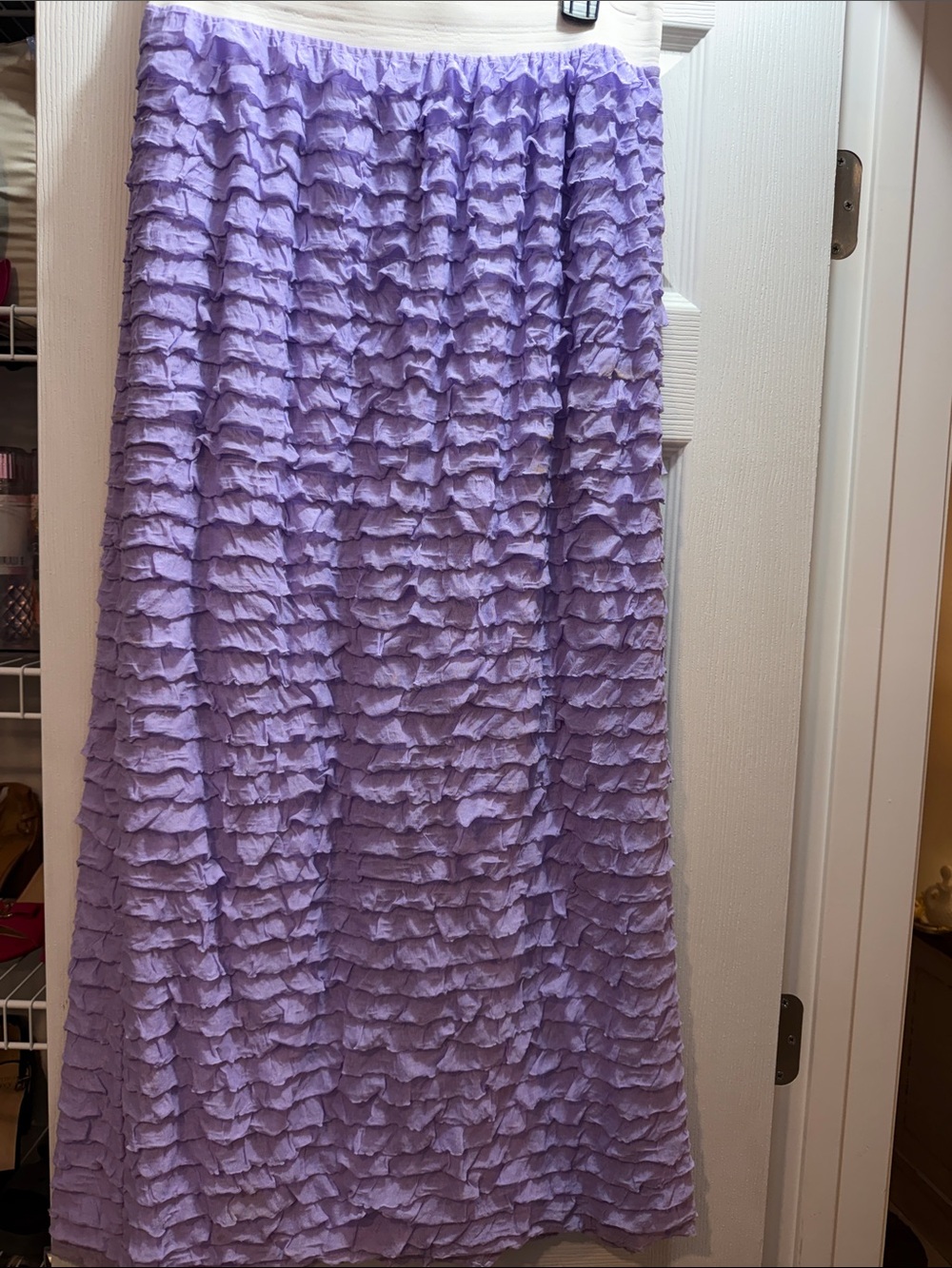 Lilac Ruffle Maxi Skirt with Elastic Waist